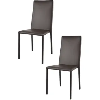 t m c s Tommychairs - Set von 2 stapelbaren Stühlen Modell Julia für Küche, Bar und Esszimmer, robustes Gestell aus Stahl, gepolstert und mit Kunstleder in der Farbe Moka bezogen - Dunkelbraun