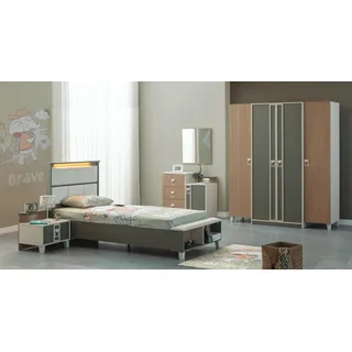 Komplette Kindermöbel Kinderbett Bett Holz Set 5tlg Kinderzimmer Grau
