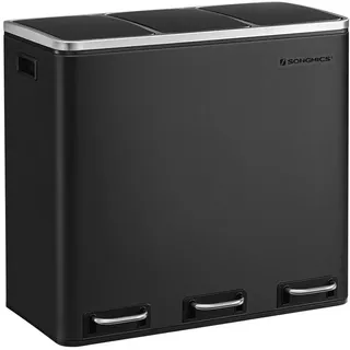 Abfallsammler , Schwarz, Silberfarben , Kunststoff , 54 l , 61x55.5x34 cm , Küchen, Küchenausstattung, Abfallsysteme