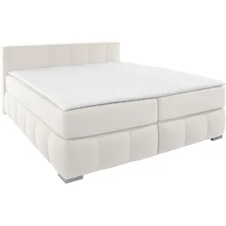 Boxspringbett HOME AFFAIRE "Chelles", beige (natur), B:207cm L:245cm, Samtoptik (100% Polyester);Bezug der Spiegelfläche Matratzendrell aus 100% Polyester;Struktur fein 100% Polyester), Komplettbetten, Boxspringbett, inkl. Topper,, in XXL- Überlänge 220 cm, Unterbox mit feine Wölbung