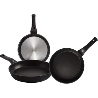 WMF 056200SET3 Permadur Premium 3-teiliges Pfannenset aus Edelstahl, 20, 24 und 28 cm, mit Antihaftbeschichtung für alle Herdarten, einschließlich Induktion, Aluminium, Schwarz