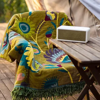Snylcce Doppelseitige böhmische Decke - 100% Bio-Baumwolle, handgewebte Bett- und Sofadecke, gemütlicher Boho-Akzent für 2-3-Sitzer Sofas und Sessel - 200x230cm, leuchtendes Gelb