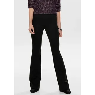 Jerseyhose ONLY "ONLFEVER – Jerseyhose mit Stretch und ausgestelltem Bein", Damen, Gr. XL (42), Länge 30, schwarz (schwarz 30), Jersey, Obermaterial: 95% Polyester, 5% Elasthan, unifarben, skinny fit lang, Hosen Jerseyhose, skinny fit, casual, Jersey, Polyester, ohne Ausschnitt