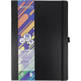 Westcott Notizbuch DIN A4 kariert | 192 Seiten im edlen Hardcover-Einband | 80 g/m2 nachhaltiges FSC-Mix Papier | mit Innentasche, Lesezeichen, Gummizug und Stifthalter | E-1744829 00