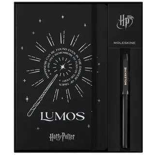 Moleskine Wizarding World Harry Potter Spells Kollektion Giftbox, Geschenkbox Kaweco Tintenroller und Liniertem Notizbuch mit Phosphoreszierendem festem Einband, Großformat 13 x 21