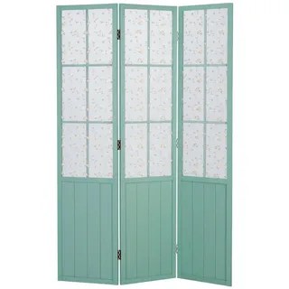 Homestyle4u Paravent 3-tlg. 120/170 cm Türkis Landhausstil , Holz , 120x170x2 cm , Wohnzimmer, Raumteiler, Paravents