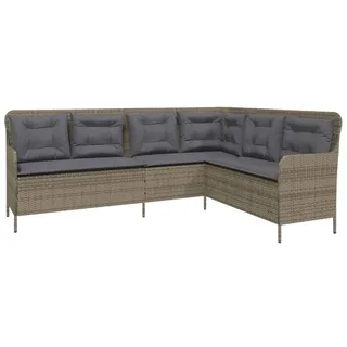 vidaXL Gartensofa in L-Form mit Kissen Grau Poly Rattan - Grau