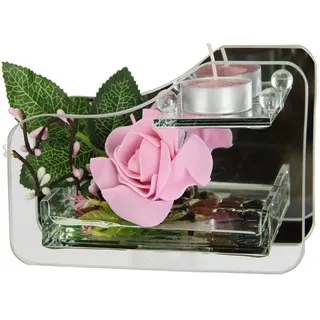 Flair Flower Laterne Teelichthalter Glas Rosa