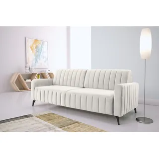 exxpo - sofa fashion 3-Sitzer "Grande, Schlafsofa, Dauerschläfer, Microvelours-Bezug, Breite 222cm" mit Bettfunktion und Bettkasten, komfortabler Federkern, beige