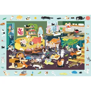 Schmidt Spiele 56533 Lustiges Katzen-Gewimmel, 150 Teile Kinderpuzzle aus Graspappe