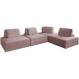 Kawola Modulsofa Wiolo Soft 4 Module 4 Kissen Pink Cord , Textil , Echtholz , Füllung: Schaumstoff , 333x84x222 cm , Wohnzimmer, Sofas & Couches, Sofas