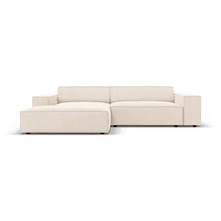 Micadoni Modulares-Ecksofa links Jodie aus Samt leichtes beige 3 Sitzplätze , Textil , L-Form , 224x166 cm , Hergestellt in Europa, Oeko-Tex® , Wohnzimmer, Sofas & Couches, Wohnlandschaften, Ecksofas