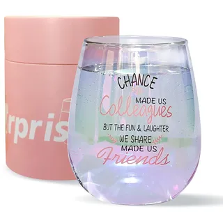 Chance Made Us Colleagues Weinglas ohne Stiel,15 Unzen schillernder Glasbecher,Mitarbeiter BFF Geschenk für Kollegen, die weggehen, Mitarbeiter, die gehen, Abschiedsfeier, Weihnachtsgeschenke