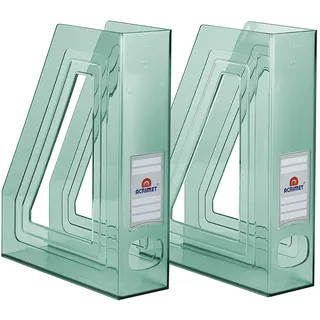 Acrimet Stehsammler Zeitschriftensammler Organizer (Kunststoff) (Grün Transparent Farbe) (2 Stück)
