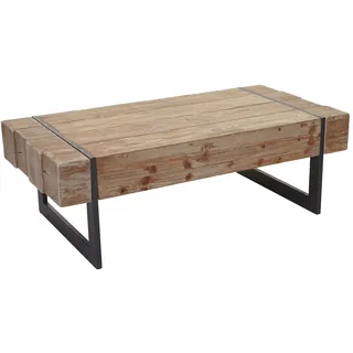 Mendler Couchtisch HWC-A15a, Wohnzimmertisch, Tanne Holz rustikal massiv MVG-zertifiziert 40x120x60cm ~ naturfarben