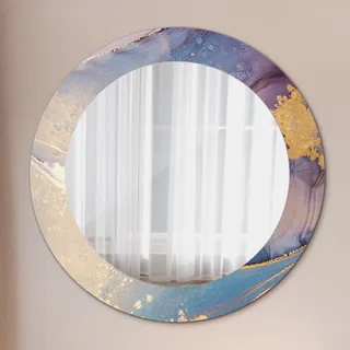 Spiegel - Mirror zum Wandspiegel Schlafzimmer – Schminkspiegel- Boho Muster- Ø60cm - Grau