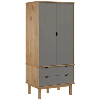 vidaXL Kleiderschrank OTTA Braun&Grau 76,5x53x172 cm Massivholz Kiefer