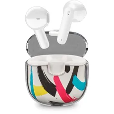 Music Sound | DRIP - Bluetooth-Kapsel-Headset - Transparentes Gehäuse mit modisch gemustertem Design - 19 Stunden Spielzeit - Fantasy Sprühfarbe