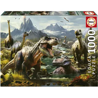 Educa - Puzzle von 1000 Teilen für Erwachsene | Wilde Dinosaurier. Messen: 68 x 48 cm. Beinhaltet die puzzlekleber FixPuzzle. Seit 14 Jahren (19924)