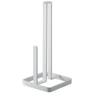 Yamazaki Küchenrollenhalter, weiß, Stahl, Minimalistisches Design, 11 x 11 x 26,5 cm (LxBxH)