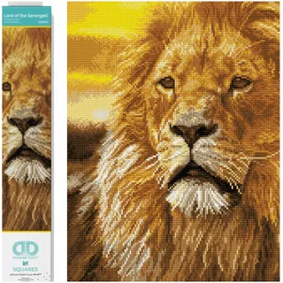 DIAMOND DOTZ DQ9.002 - Original 5D Diamond Painting Squares Set Löwe Serengeti, Kreativset mit 21.840 quadratische Diamant Mosaiksteinen, Malset ca. 45 x 35 cm für Erwachsene und Kinder ab 8 Jahren