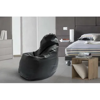 Talamo Italia - Annachiara-Pouf, Sitzsack-Pouf, Sitzsack aus Öko-Leder, 100 % Made in Italy, 70 x 70 x 110 cm, Schwarz