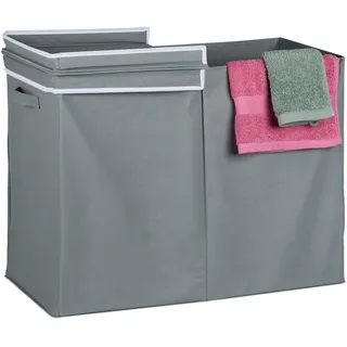 Relaxdays Wäschekorb mit Deckel, 100 l, faltbar, Stoff, Wäschesammler Bad & Schlafzimmer, HxBxT: 50 x 68 x 34 cm, grau