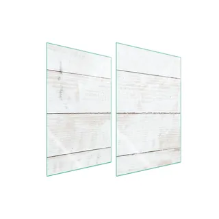Herdabdeckplatten 2 teilig 35x52 Glaskeramikkochfeld Abdeckung Glas Schneidebrett Holz Weiß
