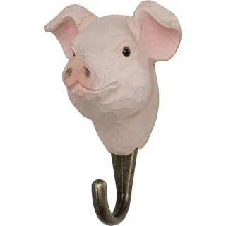 WILDLIFEGARDEN WG514 Haken Schwein - Handgeschnitzte Tierhaken aus Holz und Metall - die Haustiersammlung