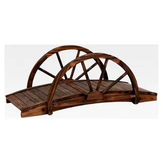 Gartenbrücke mit Rad-Design 99x50x38 cm aus massivem Tannenholz, Teichdekoration, Gartendekoration