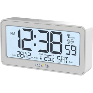 Explore Scientific Radiowecker LED-Uhr weiß