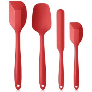 Vicloon Silikon Küchenhelfer, 4 PCS Silikon Spatel Set, Hitzebeständig Antihaft Silikon spatel,Küche Spatula für Kochen und Backen (Rot)