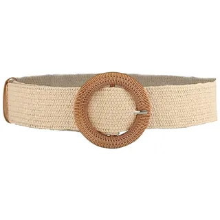 AOEVUIR 1 Pcs Braided Belt Women für Kleider Frauen Stroh Elastische Stretch Waist Belts Sommer Strand Kleid Gürtel Damen Geflochtene Holzschnalle Breite Taillengürtel für Frauen Kleider Weiß