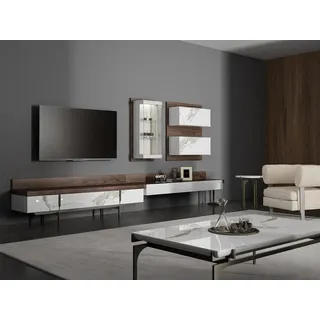 aea Wohnwand tv Ständer Sideboard Wandschrank Modern Wohnzimmer Hänge Vitrine Holz - Weiß