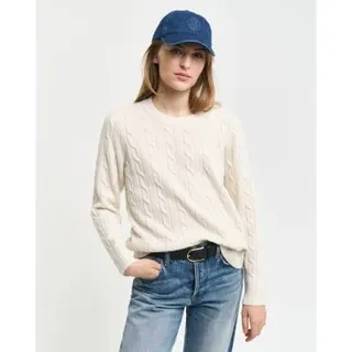 Gant für Damen. 4805315 Rundhalsausschnitt Schafe Wolle Achter gestrickt Pullover weiß (XL), Lässig