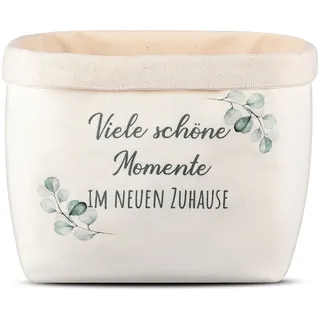 Xuniea Brotkorb Viele schöne Momente IM NEUEN ZUHAUSE Einzugsgeschenk | Eukalyptus, Brotkorb aus Stoff, Geschenk zum Umzug, Brottasche, Geschenkidee zum Einzug, Brötchenkorb