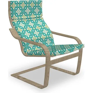 ABAKUHAUS marokkanisch Poäng Sessel Polster, Geometrische Farbige Fliesen, Sitzkissen mit Stuhlkissen mit Hakenschlaufe und Reißverschluss, Grüne Teal weiß - Grün