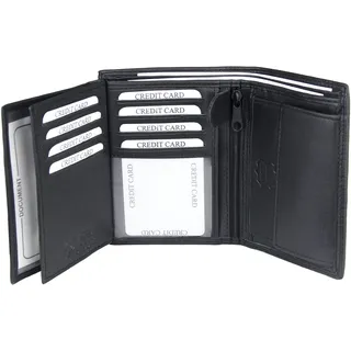 Frentree® Herren Leder Geldbörse mit RFID Schutz, 11 Kartenfächer, Hochformat Portemonnaie, Schwarz