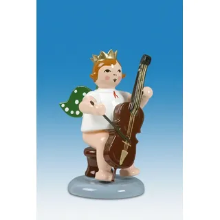 Engelmusikant Engel sitzend mit Cello mit Krone Höhe ca 6 cm NEU Erzgebirge Holz