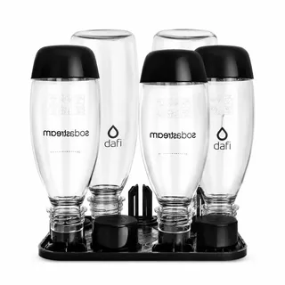 Abtropfgestell für 4 Flaschen, passend für Brita, Dafi und SodaStream Wassersprudler. - Schwarz
