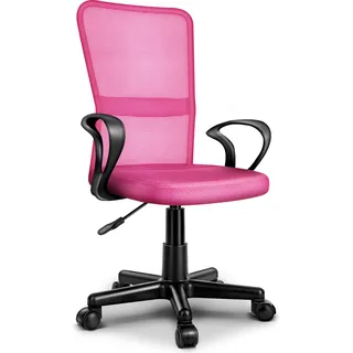 TRESKO Bürostuhl pink Schreibtischstuhl Drehstuhl, mit Armlehnen & Kunststoff-Leichtlaufrollen, stufenlos höhenverstellbar, gepolsterte Sitzfläche, ergonomische Passform - Rosa