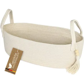 HMF Aufbewahrungskorb Badezimmer, Korb für Toilettenpapier aus Baumwolle | 38,5 x 15,5 x 14 cm | Creme