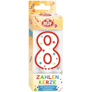 Ruf Zahlenkerze Nummer 8 1 Stück rot