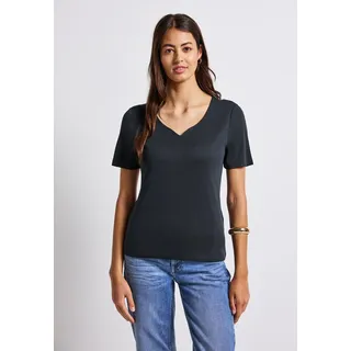 STREET ONE STREET ONE, Damen, 3227205 T-Shirt mit Herzausschnitt, deepwater Blue, 42