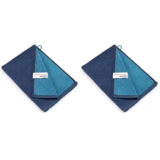 Bassetti New Shades Gäste-Handtuch aus 100% Baumwolle in der Farbe Blau B1, Maße: 40x60 cm - 9328121 (Packung mit 2)