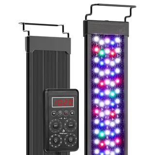 fishkeeper Intelligente Aquarium Lampe, IP68 Aquarium Beleuchtung LED mit Ein-Knopf-Echtzeit-Sync & Speicherfunktion, 24/7 Vollspektrum Pflanzenlampe Programmierbar 9 Farben, 10 Helligkeit, 9 Timer