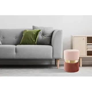 Kayoom Sitzhocker "Hocker Gipsy 825, stilvoller Sitzhocker, runde Form, stilvolles Design", rosa (hellrosa, gold, dunkelrosa), B:35cm H:46cm T:35cm, Bezug: 100% Polyester / Korpus: MDF, Kiefer / Gestell: Metall, Hocker, Sitzhocker, samtweich, platzsparend, 