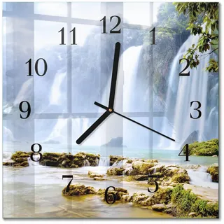 Tulup Wanduhr aus Glas 30x30 cm - Wasserfall , Multicolor , Quadratisch , 30x30x0.4 cm , Dekoration, Uhren, Wanduhren