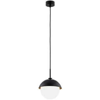 Hängeleuchte , Schwarz, Weiß , Metall, Glas , Kugel , 20x20x109 cm , Ce , Lampen & Leuchten, Innenbeleuchtung, Hängeleuchten, Pendelleuchten