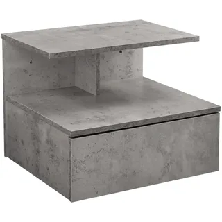 [en.casa] Wandschrank Amberg , Grau , Holzwerkstoff , Beton Optik , 1 Schubladen , Rechteckig , 40x31x35 cm , Wohnzimmer, Regale, Wandregale